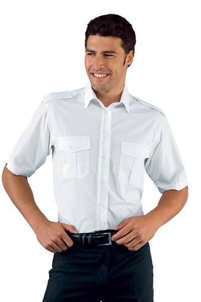 Camicie uomo da divisa con spalline bianca