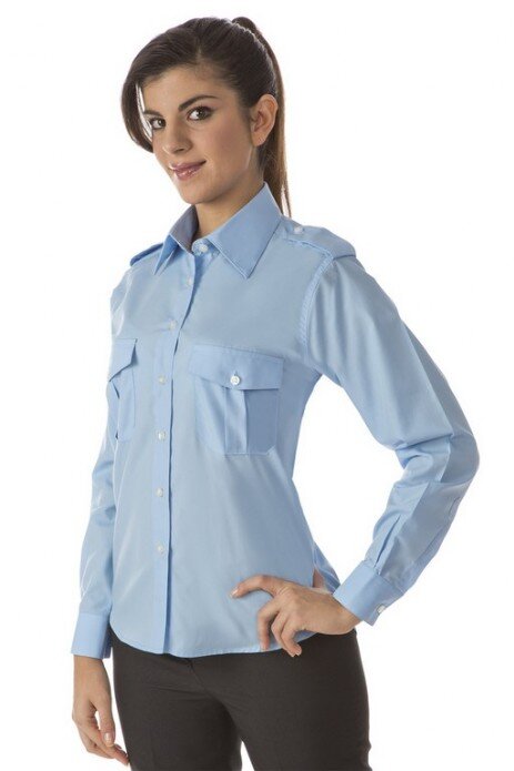 camicia donna  con due taschini con pattina e spalline con bottoni