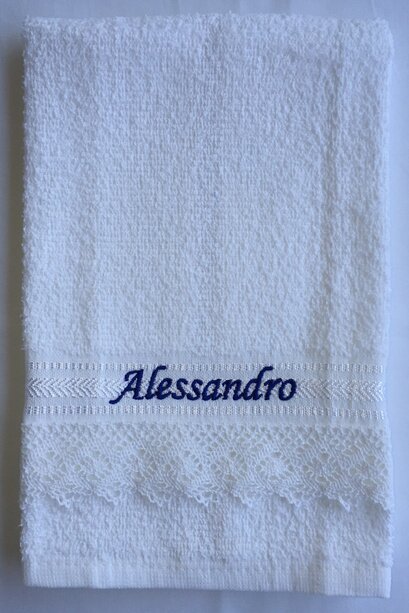 asciugamani ospite bianco con nome